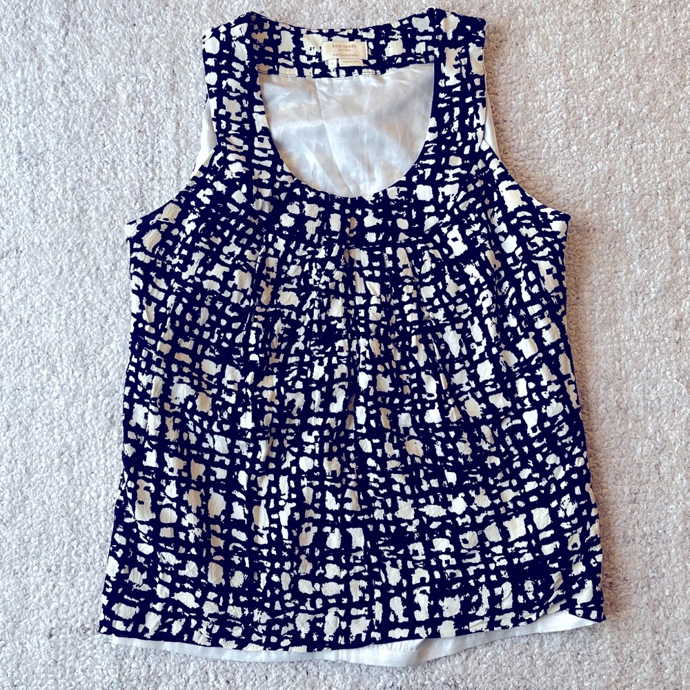 Kate Spade Black and Ivory Sleeveless Blouse Small